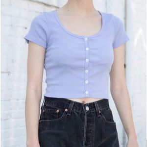 Brandy Melville Pastel Purple Zelle Ribbed Fitted Crop Top